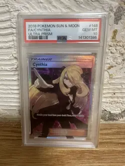 Pokemon Cynthia 148/156 Sun & Moon: Ultra Prism Full Art PSA 10 - Image 1