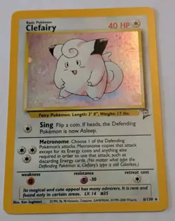 🍥 SWIRL Clefairy - 6/130 - Pokemon Base Set 2 Holo Rare Card WOTC LP (#4) - Image 1