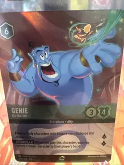 Disney Lorcana Double Sword Error Enchanted Genie On The Job First Print 209/204 - Image 1