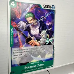 Roronoa Zoro OP12-036 C, GREEN 3 SWORD LOGO 8, NIJINAARC, One Piece card Tag SP - Image 2