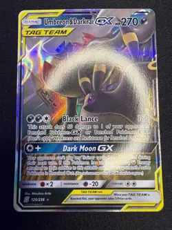 Pokemon TCG Umbreon & Darkrai GX Card Unified Minds Ultra Rare 125/236 - Image 1