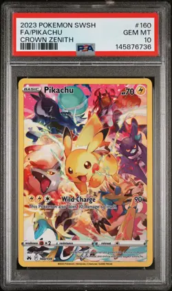 2023 POKEMON SWORD AND SHIELD CROWN ZENITH #160 FA/PIKACHU PSA 10 - Image 1