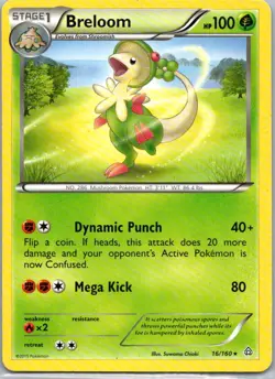 Pokemon TCG Breloom 16/160 Primal Clash LP - Image 1