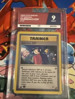 Pokemon TCG WOTC Gym Heroes Sabrina's ESP 1st Edition 117/132 Card Ace 9 - Image 1