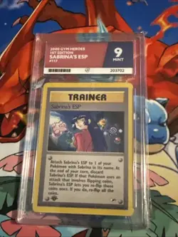 Pokemon TCG WOTC Gym Heroes Sabrina's ESP 1st Edition 117/132 Card Ace 9 - Image 2