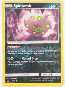 Spiritomb 47/73 Pokemon - Reverse Holo Sun & Moon Shining Legends MP - Image 1