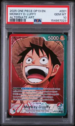 2025 ONE PIECE OP13 English #001 MONKEY D. LUFFY Alt Art PSA 10 - Image 1