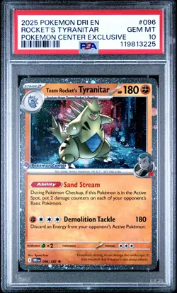 2025 POKEMON DRI EN-DESTINED RIVALS #096 TEAM ROCKET'S TYRANITAR PSA 10 - Image 1