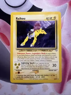 Pokemon Neo Revelation Raikou 22/64 Rare LP Unlimited Non Holo Vintage - Image 1