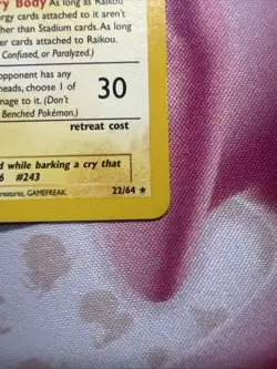 Pokemon Neo Revelation Raikou 22/64 Rare LP Unlimited Non Holo Vintage - Image 2