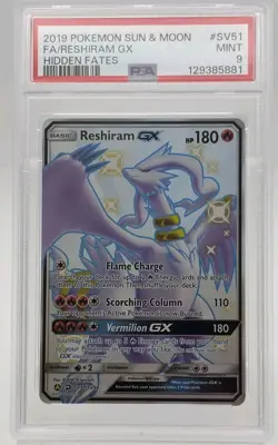 NEW 2019 POKEMON SUN & MOON HIDDEN FATES SV51 FULL ART RESHIRAM GX PSA 9 - MINT - Image 3