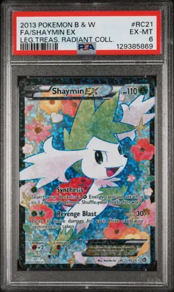Pokemon TCG Shaymin EX Full Art 2013 B&W Legendary Treasures Collection PSA 6 - Image 1