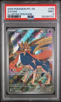 Pokemon Zacian Phantasmal Flames Illustration Rare 100/094 PSA 9 - Image 1
