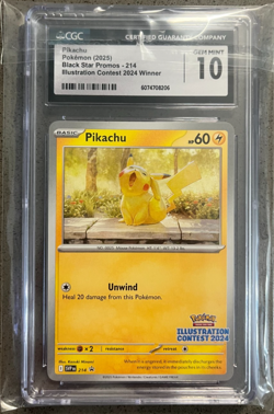 PIKACHU - POKEMON TCG 2024 ILLUSTRATION CONTEST WINNER CGC GEM MNT 10 BLACKSTAR - Image 1