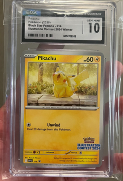 PIKACHU - POKEMON TCG 2024 ILLUSTRATION CONTEST WINNER CGC GEM MNT 10 BLACKSTAR - Image 2