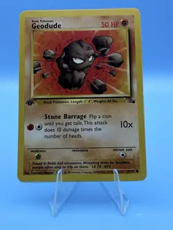 1st Edition Geodude 47/62 Fossil Set - Common Pokemon Card - NM/Mint - Image 1