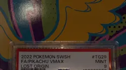 2022 POKEMON SWORD & SHIELD LOST ORIGIN #TG29 FULL ART/PIKACHU VMAX PSA 9 - Image 2