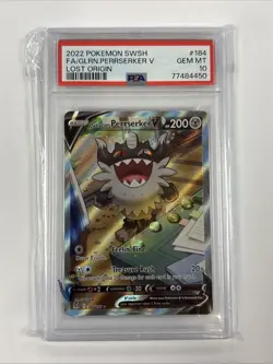 PSA 10 2022 Pokemon Lost Origin Galarian Perrserker V 184/196 Graded TCG Card. - Image 1