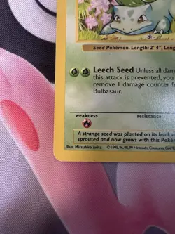 Bulbasaur Shadowless 44/102 Base Set Pokemon TCG Card 1999 LP/MP - Image 3