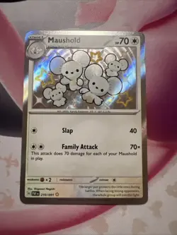 Pokemon TCG Maushold Shiny Card 210/091 SV Paldean Fates NM Shiny Rare - Image 1