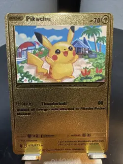 Pokemon Pikachu 70hp Gold Foil Fan Art Collector Card TCG - Image 1