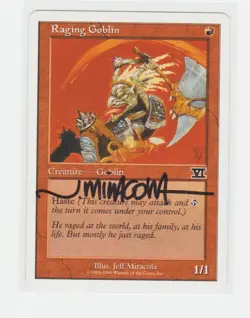 Magic the Gathering ~ Raging Goblin ~ M/NM ~ 6th Ed. ~ Signed by Artist #1 - Image 1