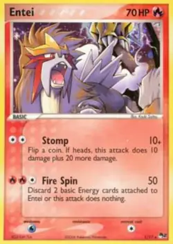 Damaged Entei - 1/17 - Holo Rare Pokemon POP Series 2 - Image 1