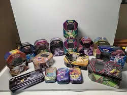 Pokemon Tin Lot of 16 Assorted Sizes EMPTY Metal Tin- Mini Tin - Image 1