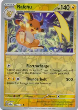 Reverse Holo Raichu 064/193 Uncommon SV02: Paldea Evolved Pokemon TCG - Image 1