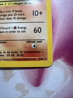 Pokemon Flareon Jungle Holo Rare 3/64 No Set Symbol Error WOTC 1999 Unlimited NM - Image 2
