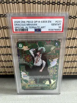 2026 One Piece OP14-EB04 EN Special Alternate Art #030 Dracule Mihawk PSA 10 - Image 1