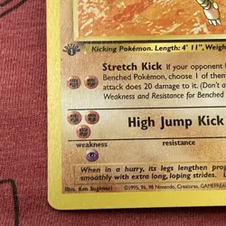 Pokemon TCG Hitmonlee 1st Edition Fossil Rare non holo 22/62 - Image 4