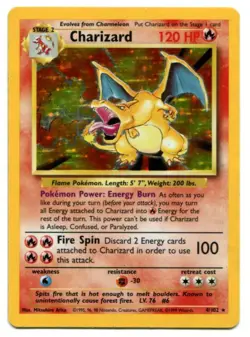 1999 Pokemon Charizard Base Unlimited Holo 4/102 Heavy Play Fast Ship - Image 1