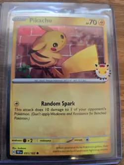 Pokemon TCG Pikachu Stamped Pokemon Day Holo 051/162 Basic Swirl - Image 2