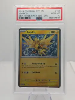 2024 Pokemon Promo #157 Zapdos – SSP Three Pack Blisters (PSA 10 GEM MINT) - Image 1