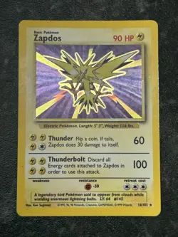 Pokemon TCG Zapdos Base Set Holo Unlimited Rare Card 16/102 - Image 5