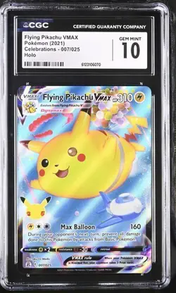 CGC 10 FLYING PIKACHU VMAX 007 CELEBRATIONS POKEMON GEM MINT - Image 1
