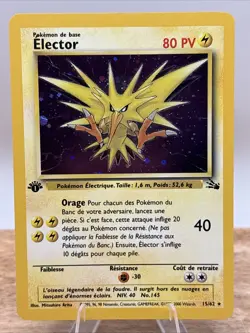 Pokemon Elector Zapdos 15/62 1st Edition Holo French Fossil WOTC NM - Image 1