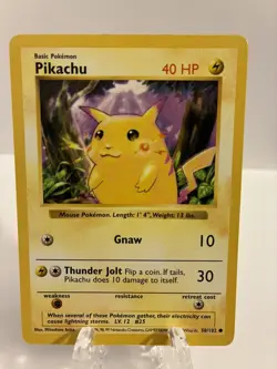 Pokemon Pikachu Base Set Shadowless Yellow Cheeks LP-MP - Image 1