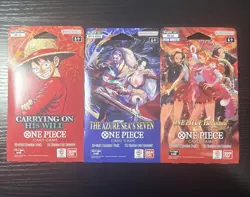 One Piece TCG Sleeved Booster Pack Lot of 3 OP-13 OP-14 EB-03 Bundle - Image 1