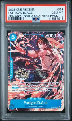2025 ONE PIECE 3RD ANNIVERSARY TOURNAMENT 3 BROTHERS PACK PORTGAS D. ACE PSA 10 - Image 1