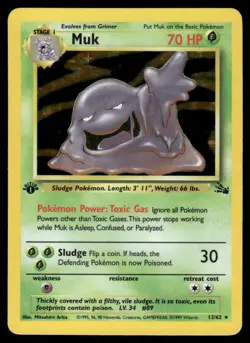 Pokemon Cards Muk 13/62 1st Edition Holo Fossil Holo Rare NM - Image 1