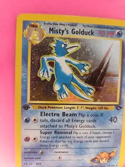 Misty's Golduck 1st Edition Holo Gym Pokemon Card WOTC - Image 2