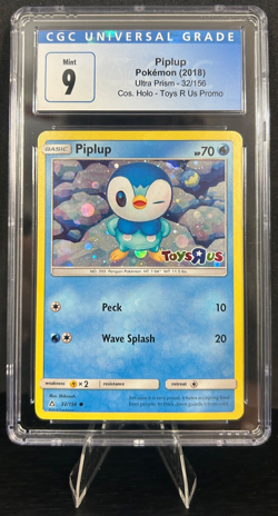 2018 POKEMON SM ULTRA PRISM TOYS R US PROMO 32/156 PIPLUP COSMOS HOLO CGC 9 - Image 1