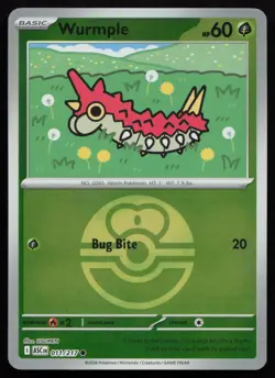 Wurmple (Energy Symbol Pattern) 011/217 Ascended Heroes Pokemon Reverse Holo LP - Image 1