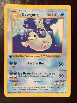 Pokemon TCG Dewgong Base Set 25/102 Regular 1st Edition Uncommon - Image 1