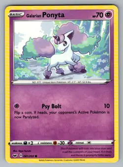 Galarian Ponyta 081 202 C Sword & Shield Pokemon LP - Image 1