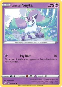 Galarian Ponyta 081 202 C Sword & Shield Pokemon LP - Image 4