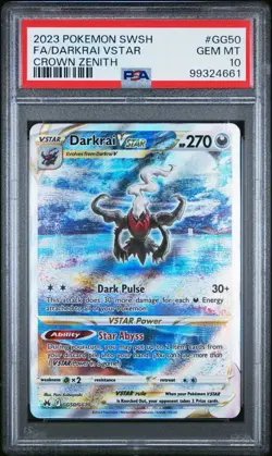 Darkrai VSTAR PSA 10 English Pokemon Card GG50 Crown Zenith 2023 Full Alt Art - Image 1