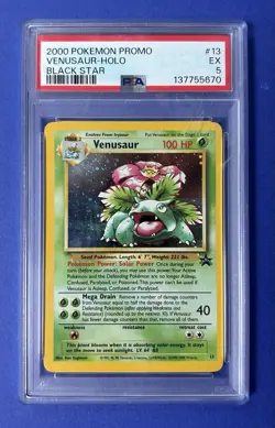 2000 Pokemon Promo Venusaur - Holo Black Star #13 PSA 5 EX - Image 1